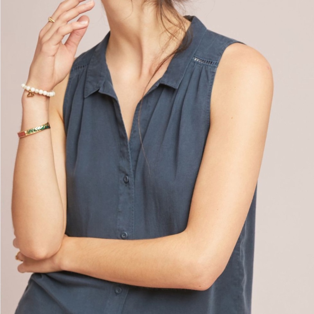 Anthropologie - cloth & stone - Sleeveless Button-Down Top in Slate Blue